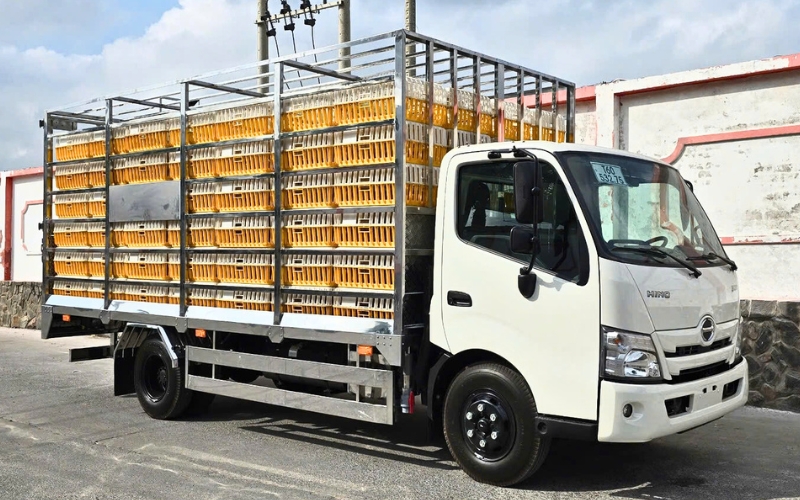 Hino XZU730 thùng kín inox chở gia cầm
