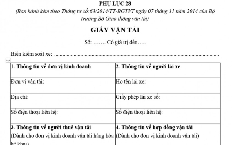 Giấy vận tải giấy tờ cần có khi lái xe tải biển vàng