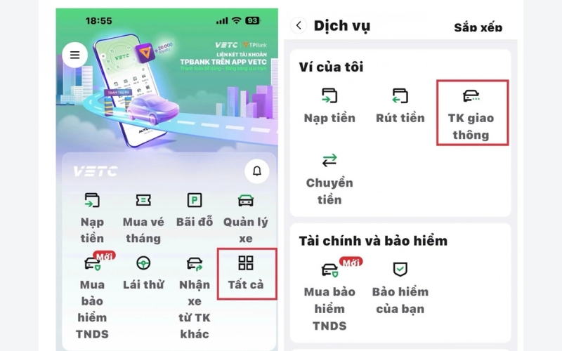 Chuyển đổi tài khoản giao thông trên VETC